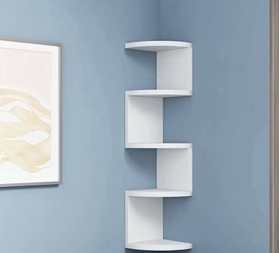 5-Tier Floating set of 2 Shelf, Wall Mount Shelves Storage and Display, White
