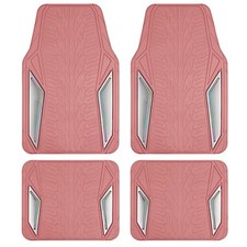 Pink Rubber Car Floor Mats Silver Aluminum Film Nonslip Trimtofit Liner