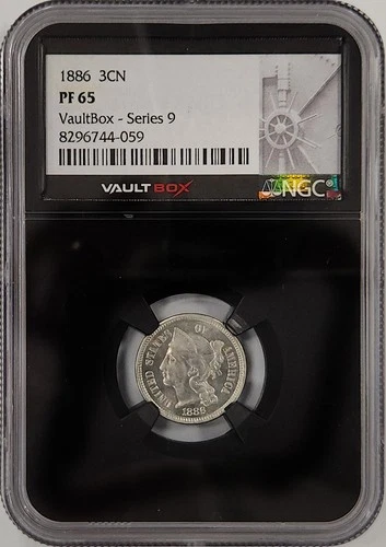1886 3 Cent Nickel NGC Vault Box PF65 Series 9