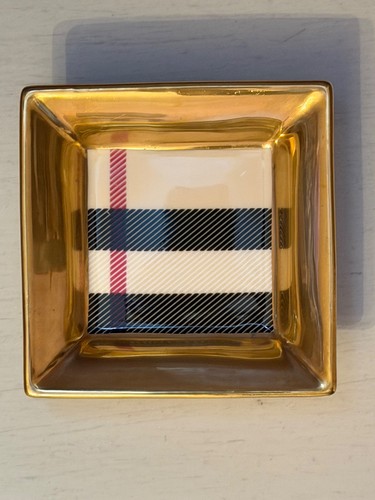 Burberry Fine Bone China Nova Check Pattern Dresser Tray Ring Dish England RARE