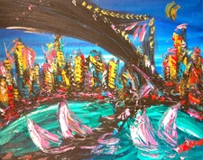 IMPRESSIONIST NEW YORK    Abstract Modern CANVAS Original Oil Painting t79u947