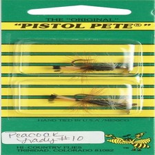 Pistol Pete Hi-Country Fishing Flies, Size 10, Peacock Lady