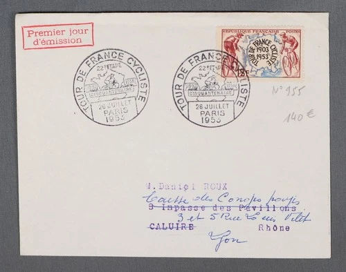MayfairStamps France FDC 1953 Bicycle Tour First Day Cover aax_59867