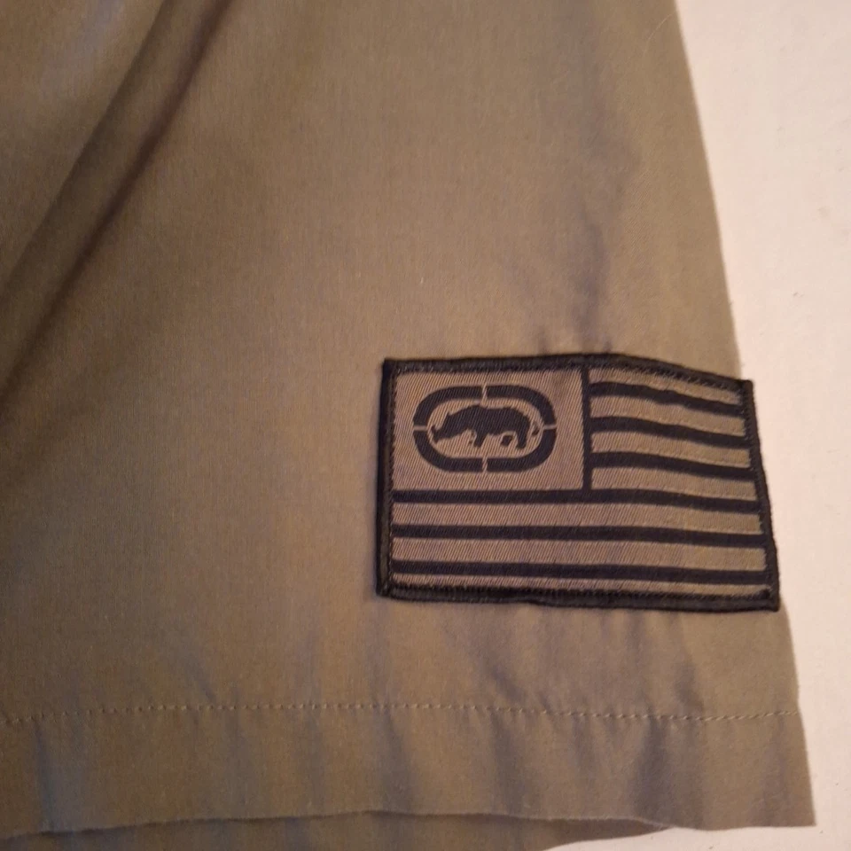 Army 90s Retro Ecko Military Green Button Down Shirt Epaulette Men’s 2XL Patches - Image 2 of 4