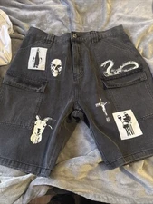 $uicideBoy$ G59 Prophet Cargo Shorts (Washed Black) Size 36 Unisex