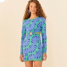 NWT Farm Rio Green Copacabana Mini Knit Dress Medium Cut Out