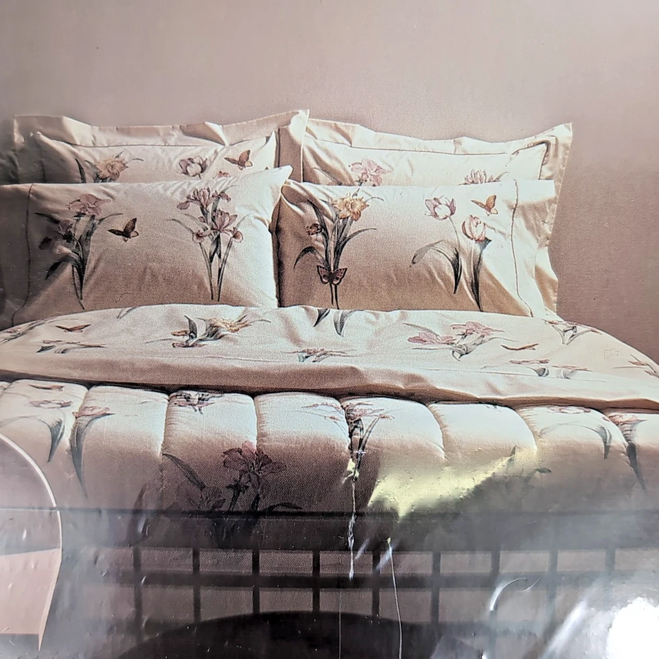 NEW Vintage Martex Flat TWIN Sheet Irises Botanical Garden Percale USA Old Stock - Image 3 of 4