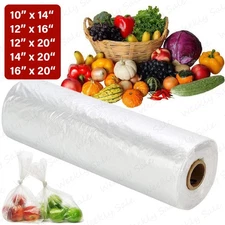 Clear Plastic Produce Bags On Roll Kitchen Fruit Vegetable Food Storage All Size