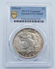 1934-D Peace Silver Dollar PCGS Cleaned UNC Detail -  T273