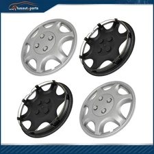 4 X 14" Wheel Covers Snap On Full Hub Caps Silver Fit For R14 Tire & Rim
