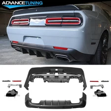 Fits 08-14 Dodge Challenger Rear Bumper Cover 2015+ SRT Hellcat + V3 Diffuser PP