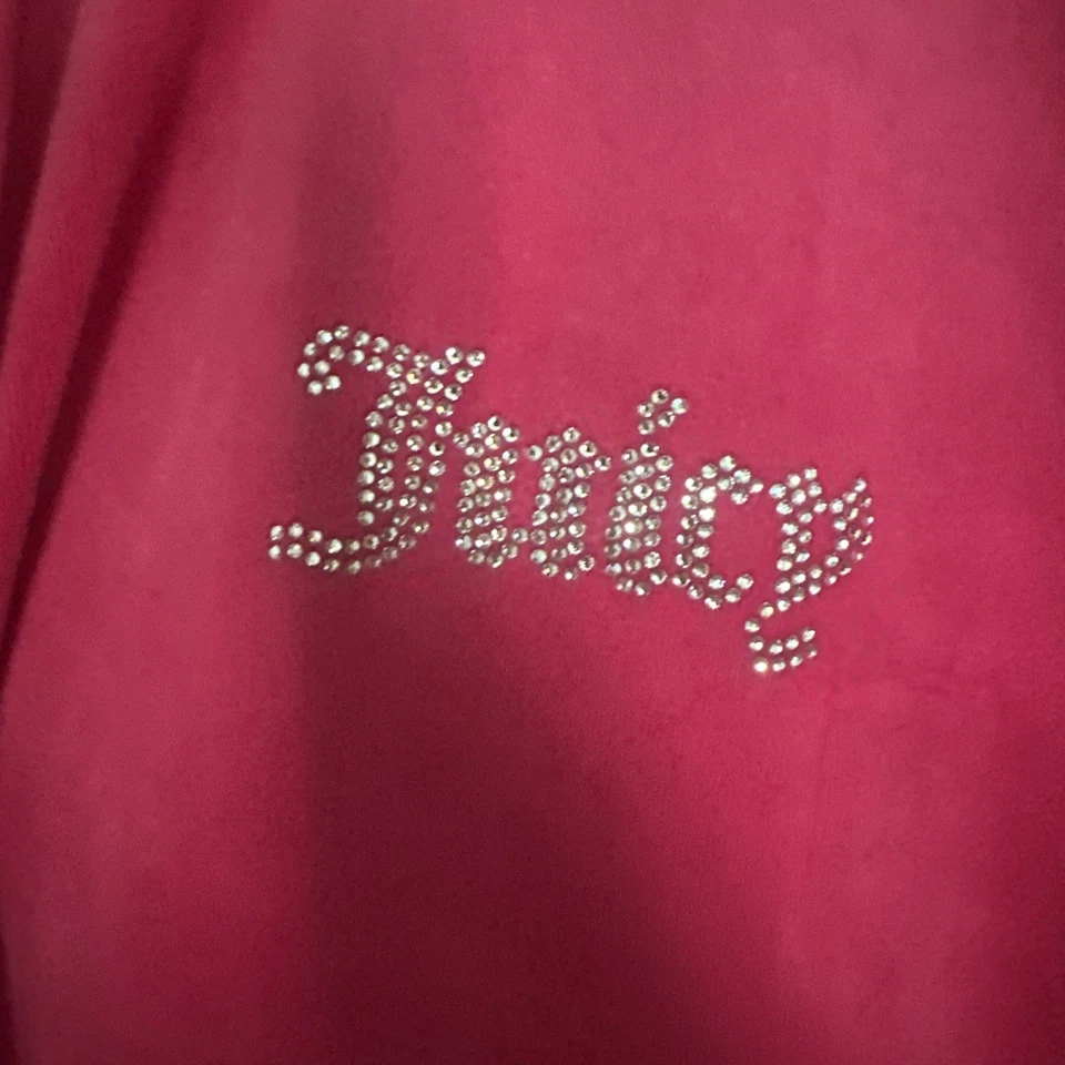 Sudadera con Capucha Juicy Couture Terciopelo Rosa Talla XL Traje de Pista Sudadera con Capucha Cremallera Completa con Bolsillos Foto 2 de 3