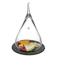 Kristallglas Käsekuppel AKT KRISTALL FROMAGE DOME MIT SCHIEFERSOCKEL Neu UVP120€