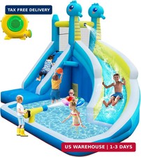 Inflatable Water Slide for Kids Backyard, 5-in-1 Bounce House with Climbing Wall