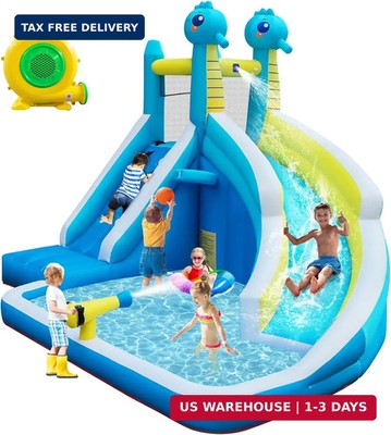 Inflatable Water Slide for Kids Backyard, 5-in-1 Bounce House with Climbing Wall