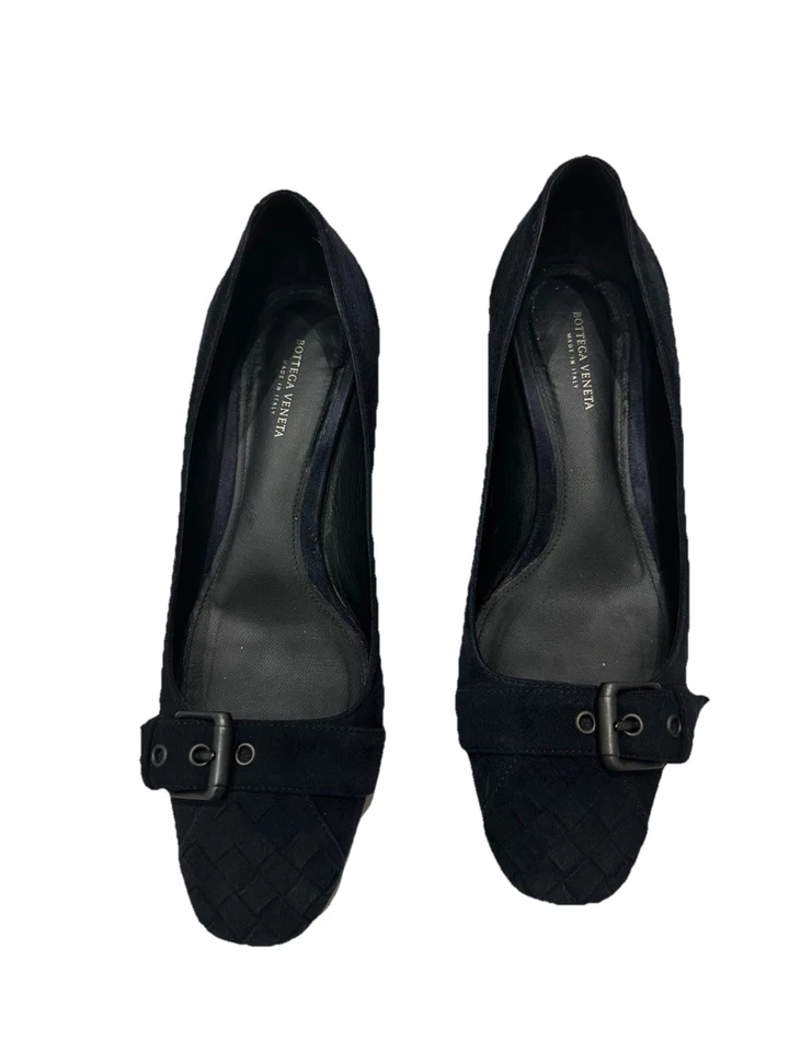 Bottega Veneta Women’s Blue Suede Shoes. Size 36.5 (6.5-7). Block Heel. Slip Ons - Image 2 of 4