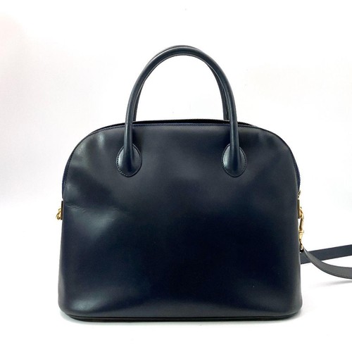 CELINE Dome Shape 2Way Handbag Leather Navy Authentic Bag Excellent Condition