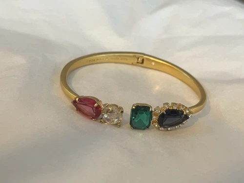 Bracciale con cerniera Kate Spade oro con smalto e pietre di vetro multicolore