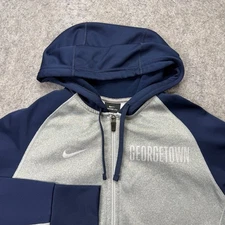 Georgetown Hoyas Nike Full Zip Hoodie Men S  Blue Gray THERMA-FIT Fleece