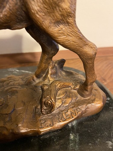 Beautiful P.J. Mene Signed Bronze Elk "ROARING STAG" Art Sculpture Marble Base - Picture 3 of 6