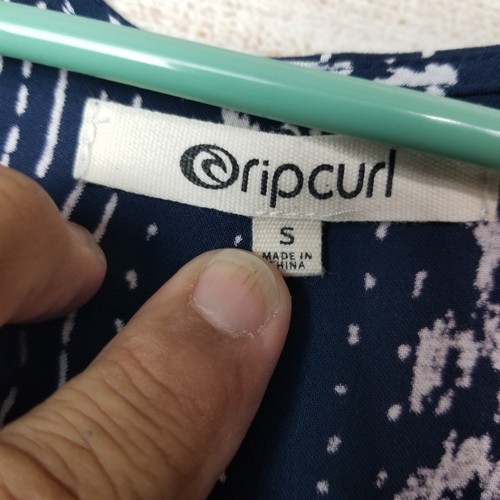 Rip Curl Surf Shack Mini Dress Smocked Front Short Sleeve Blue White Size Small - Picture 2 of 12