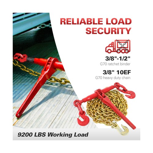 3/8" - 1/2" Ratchet Chain Binder with G80 5400 lbs Safe Working Load 3/8" X 1... - Picture 4 of 7