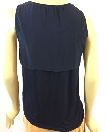 Neu mit Etikett XS, M, L SPLENDID Mixed Media ärmelloses Oberteil mit U-Ausschnitt Tank marineblau Shell Cami - Bild 4 von 9