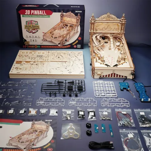 Rokr Pinball Machine 3D Wooden Puzzle Amusing Table Game with Music LED Light