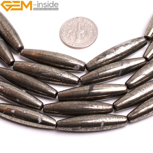 Pirite grigia splendida pietra cristallo argento olivario perline riso creazione gioielli 15" - Foto 35 di 36