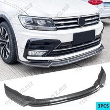For Vw Tiguan Rline 2019-2021 Carbon Abs Front Bumper Lip Body Kit Spoiler 3pcs