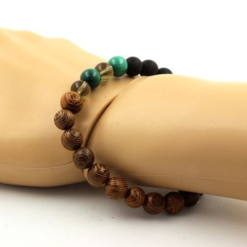 Armband Perlen Malachit Aus Kongo +Rauchquarz+Schwarz Onyx Matt + Made IN - Bild 2 von 7