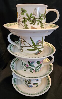 Original Vintage Portmeirion Botanic Garden 1972 Set of 4 Cups & 4