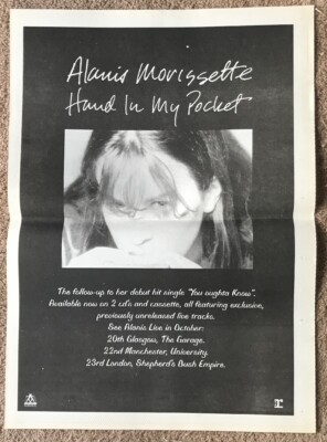 ALANIS MORISSETTE - HAND IN MY POCKET 1995 Full page UK press ad