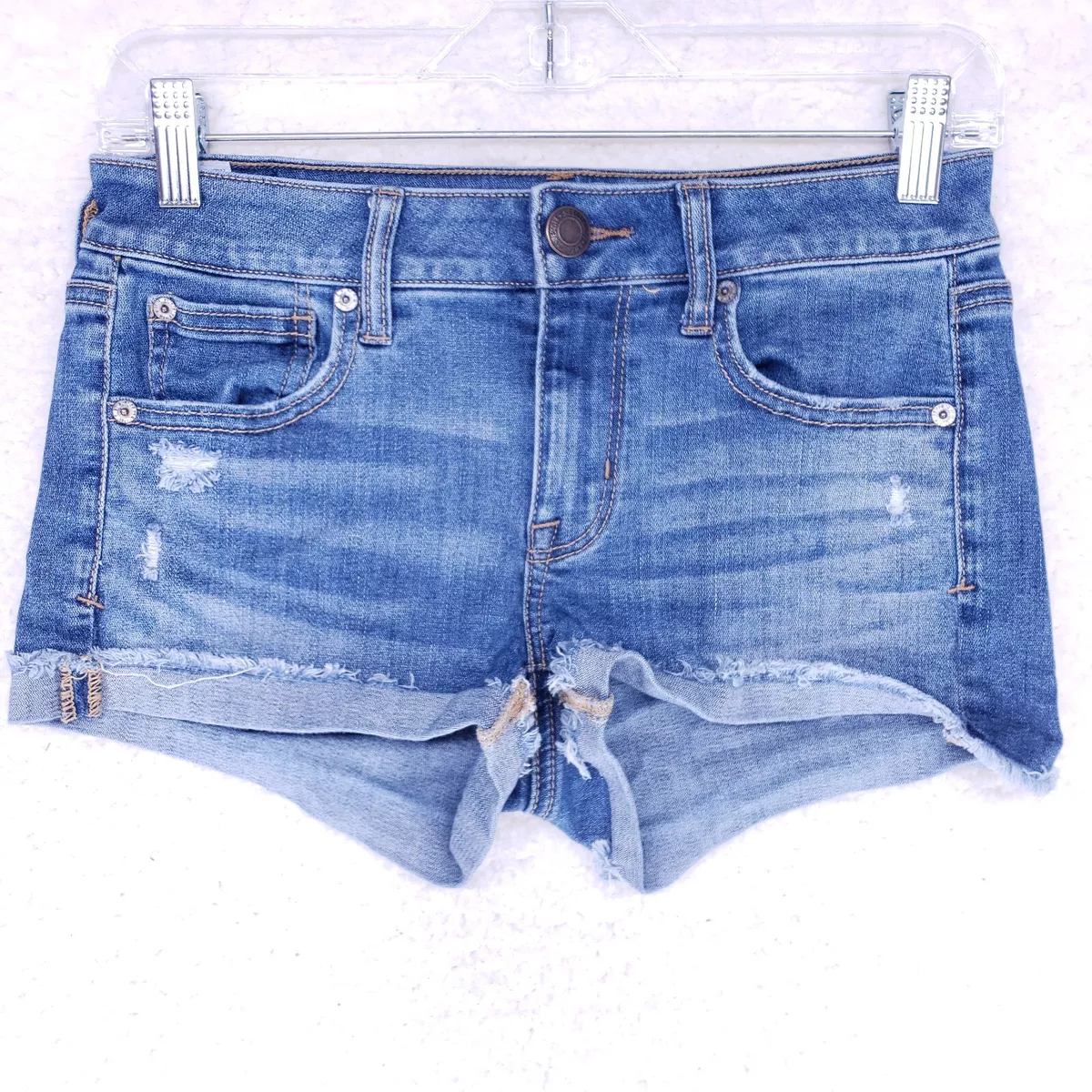 American Eagle Destroyed Super Stretch X Jean Shorts Women Size 4