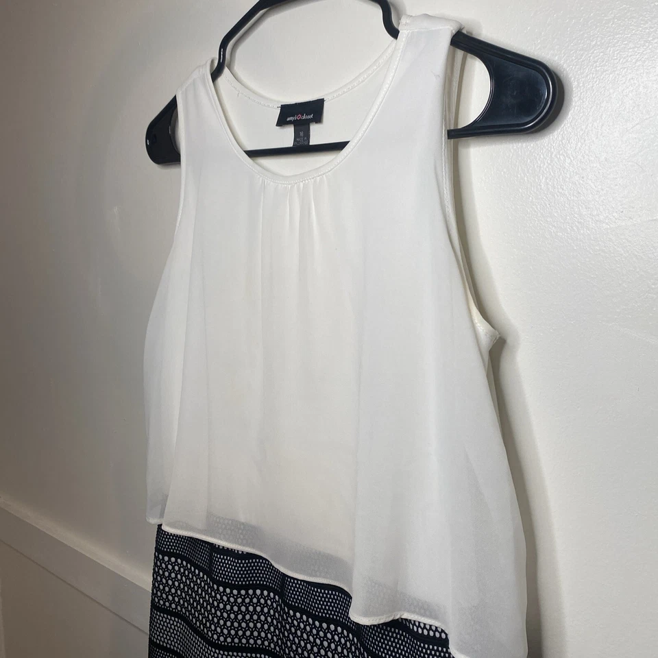 Amy's Closet Girl’s White & Black Patterned Dress Size 16 Layered Sheer - Image 4 of 4