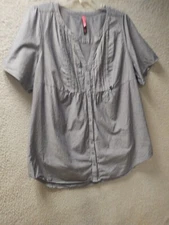 Pure Energy Peasant Shirt Womens 3XL Blue Button Up Blouse Top 0952