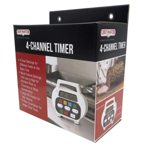 ChefMaster 90218 4 Channel Kitchen Timer w/ LED Display - Picture 2 of 5