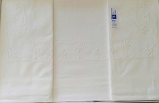 "Ricami Fiorentini"lenzuola matrimoniale misto lino con punto a giorno .