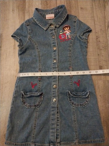 Nickelodeon Dora The Explorer Denim Dress Jumper Snap Down SS Girls Size 5 2010 - Picture 24 of 24