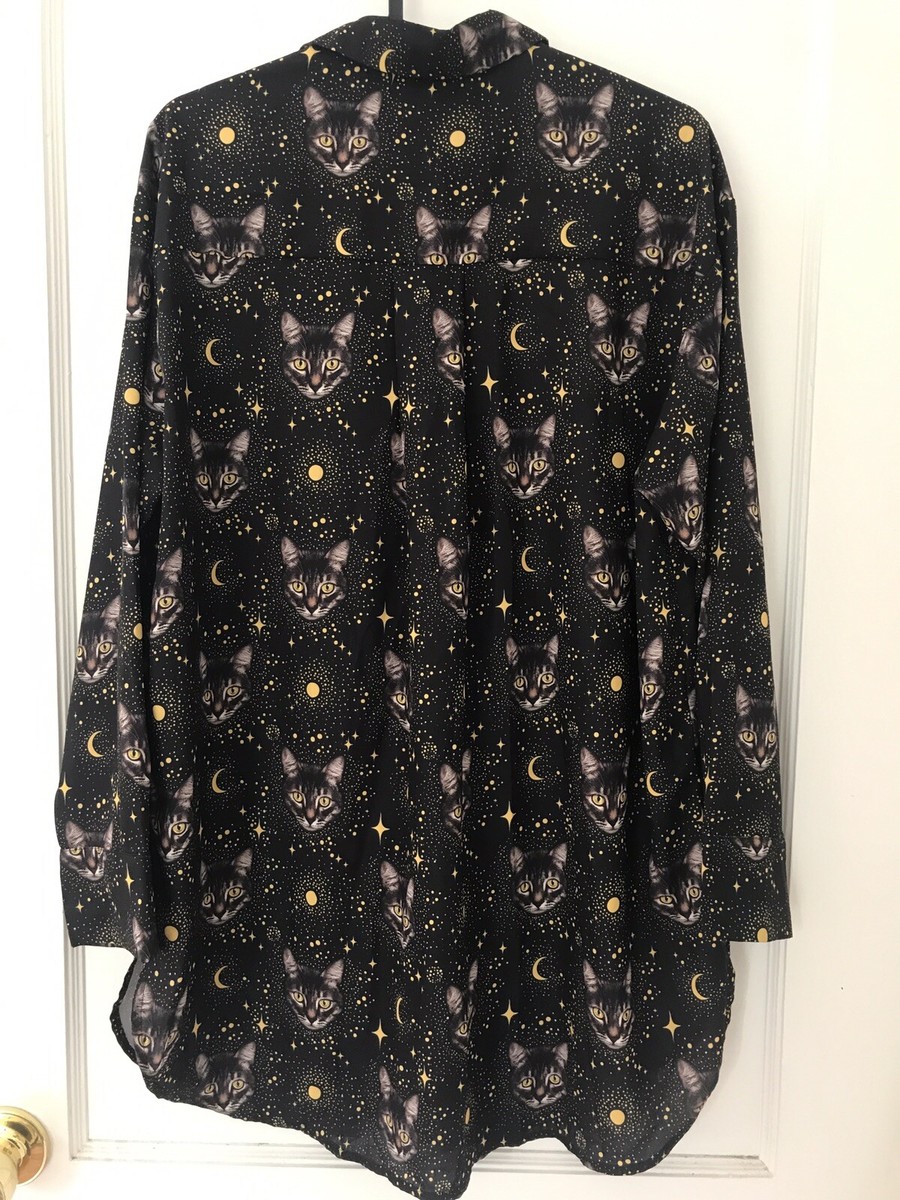 ASOS Monki Womens Shirt Long Sleeve Blouse Tabby Cat Print Size XXS View 5