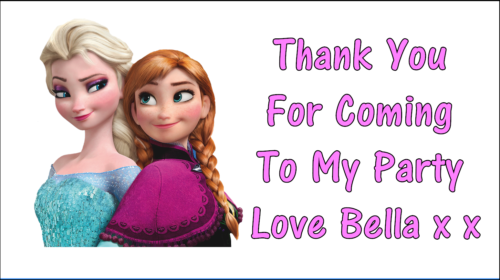 48 pegatinas personalizadas para fiesta de cumpleaños de Elsa Anna Frozen etiquetas de agradecimiento conos - Imagen 1 de 4