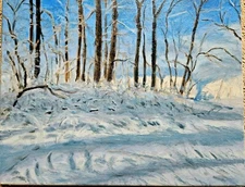 Daorong Oil Painting A Beautiful Snow View In The Neighborhood,11x14