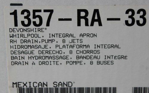 Kohler 1357-RA-33 Devonshire Beige HydroTherapy Whirlpool RH Bath Tub NEW - Picture 3 of 3