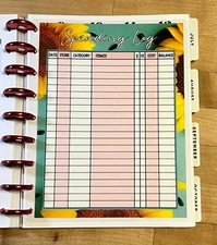 Spending Log Dashboard Insert for use with a Classic HAPPY Planner-