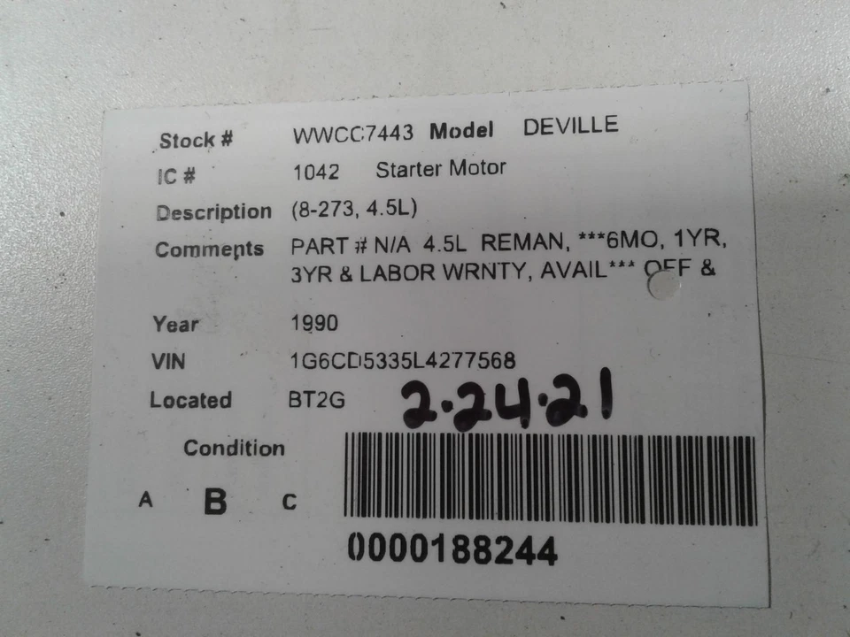 Б/у стартер подходит для: 1990 Cadillac Deville 8-273 4.5 класса B - Изображение 4 из 4