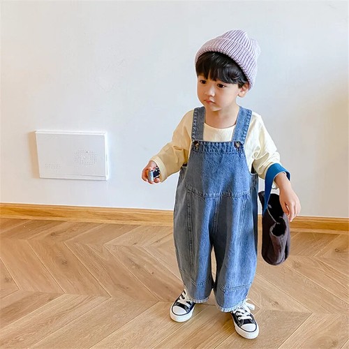 New Loose Overalls Boys Girls Casual All-match Denim Trousers Outwear 1-7Y Kids - Picture 17 of 19