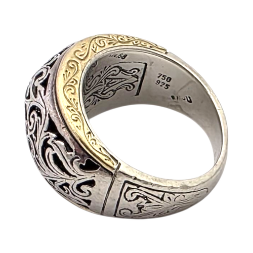 KONSTANTINO 18K GOLD STERLING SILVER FILIGREE DOME SIZE 8 RING 11.4GR #1185 - Picture 5 of 7