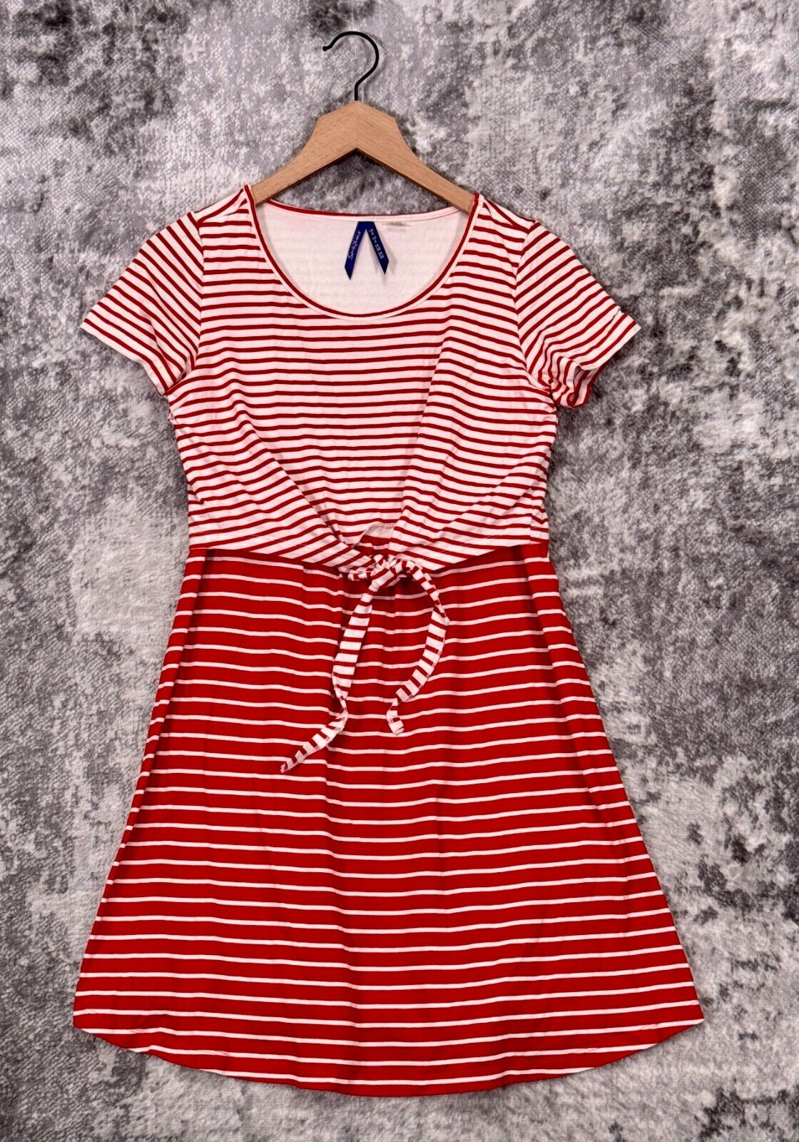 Seraphine Dress 4 Womens Red Striped Short Sleeve… - image 1