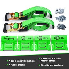 Us Etrack Atv Utv Wheel Chock Trailer Tie Down Straps Heavy Duty Towing System