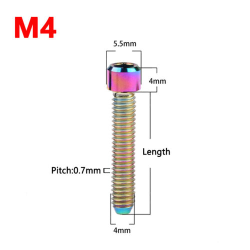 Titanium Bolt M4x10 13.5 15 20 25mm Small Cap Socket Hex Allen Screws Ti Gr5 - Picture 7 of 12